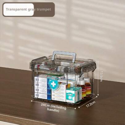 Transparent Multi-Layer First Aid Storage Box – Portable Medical Organizer. Clear Design: Easy To View Contents; Multi-Layer Compartments: Organize Medicines, First Aid Supplies. Sturdy Handle: Portable For Home, Travel. Secure Closure: Keeps Items Clean & Dry. Practical Medical Storage Case For Home & Emergency Use!