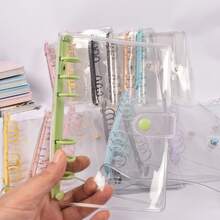 A6透明活页封面，贴纸簿，海报，3D贴纸收纳盒，6孔PVC笔记本套，DIY日记本 - 彩色 - 查看 8