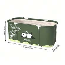 Portable Foldable Bathtub For Adults, Large Soaking Tub For Couples, 6-Layer Heat Retention, Complete With Drain Hose & Storage Bag - Green - View 2
