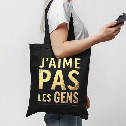 Funny Printed Canvas Tote Bag, High-Quality German Printed Handbag For Women And Men, Large Capacity One Shoulder Grocery Bag For School And Outdoor, Foldable Multipurpose Storage Bag, Ideal Gift For Mother's Day, Thanksgiving, Travel And Other Holidays
