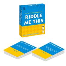 1 Box/Riddle Me This - Family Friendly Puzzle Card Game, Interactive Brain Teaser Board Game, After Dinner Entertainment Guessing Card Game, Fun Trivia Tabletop Game, Travel Puzzle Q&A Cards, Brain Challenge Card Set - Blue - View 3