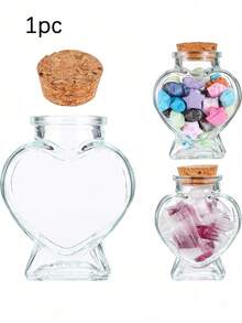 1/2 pièces Bouteille en verre creux en forme de cœur avec bouchon en liège, vase/bouteille à vœux en forme de cœur transparent pour artisanat DIY, décoration de fête, de mariage, de Noël, cadeaux de vacances, fournitures scolaires - Multicolore - Voir 9