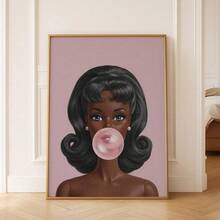 1幅泡泡糖复古波普艺术帆布海报，Y2K美学墙面艺术印刷品，适用于宿舍、客厅、卧室、现代家居装饰 - A - 查看 1