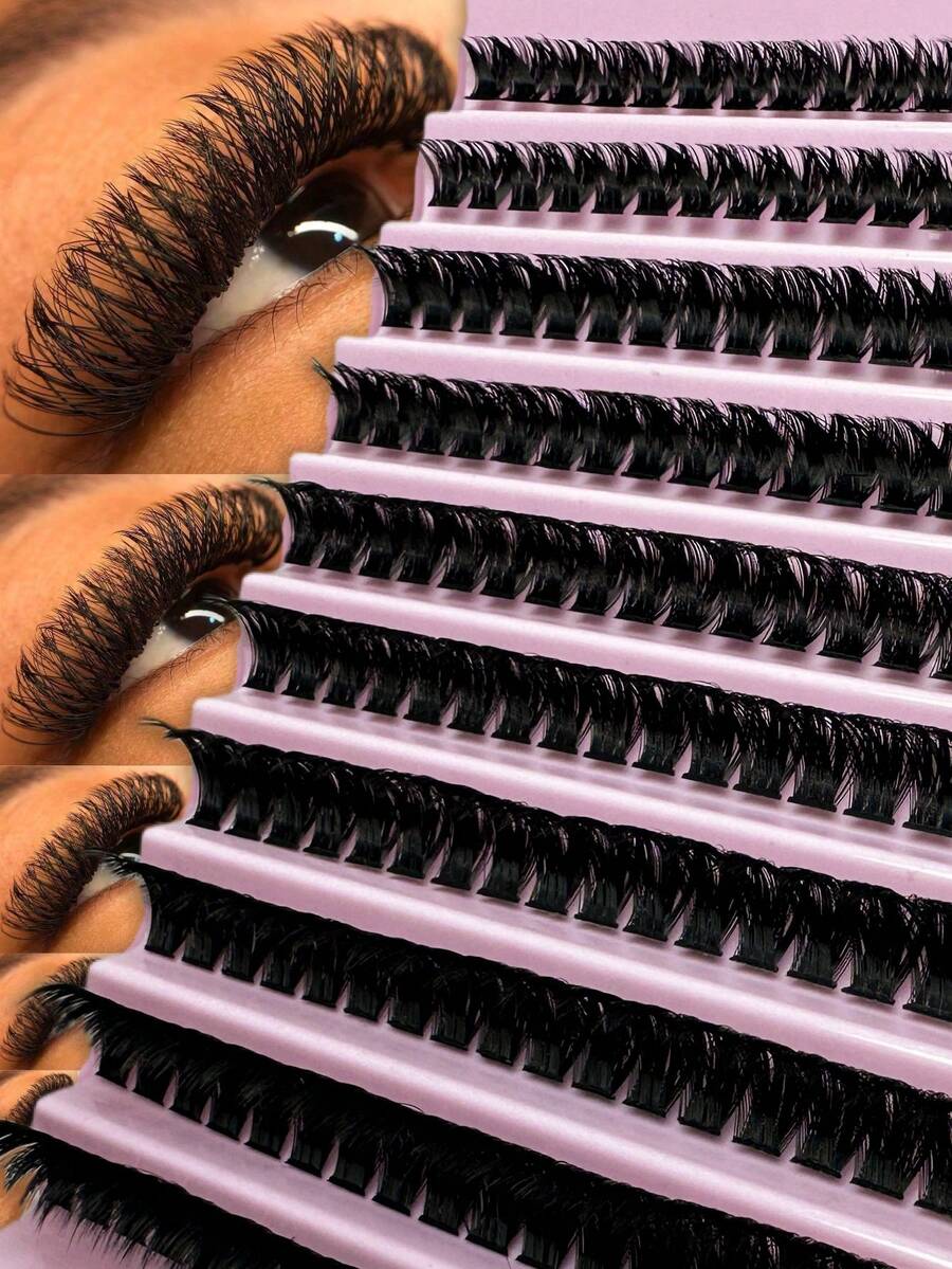 200簇D-DD卷度，仙女自然高级睫毛嫁接套装 - 80D - 家用DIY，俄式卷度，蓬松，混合款式 - 8-16毫米 - 适合初学者，可重复使用，节日特效，节日礼物，日常佩戴