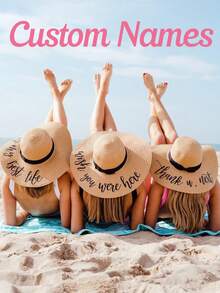 Sombrero de playa bordado personalizado, regalo nupcial, sombrero de playa personalizado, sombrero para fiesta nupcial, sombrero de playa para mujer, regalo nupcial, sombrero para fiesta de ducha nupcial, sombrero de playa de peluche personalizado, regalo nupcial, sombrero de playa personalizado, regalo del Día de la Madre, fiesta de despedida de soltera, regalo nupcial, recuerdo de fiesta de despedida de soltera, regalo para dama de honor, sombrero nupcial, fiesta de despedida de soltera, sombrero para dama de honor, sombrero nupcial, sombrero de sol personalizado, adecuado para estudiantes universitarios, compañeros de trabajo, dormitorio - Multicolor - Ver 2