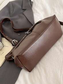 High-Quality Women's Shoulder Bag, Strap Design Large Capacity Fashion Versatile Tote Bag, Suitable For Office Ladies - Coffee - View 10