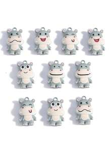 2pcs Zinc Alloy Double-Sided Painted 3D Cute Hippo Pendant Charm, Bag Accessory - Hippo - View 6