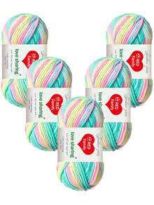 250g 5pcs/Set Ombre Acrylic Yarn Kit, Suitable For Weaving Bags, Scarves, Shawls, Clothing And DIY Wallet Making - Variegated Yarn - View 13