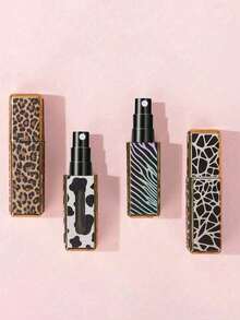 Leopard Print Square Perfume Refill Bottle, Portable Refillable Perfume Spray Bottle With Leopard And Floral Pattern, Mini Travel Spray Bottle. Portable Travel Refillable Perfume Bottle, Square Decanting Bottle, Spray Bottle. Reusable. Liquid Separation Bottle - Multicolor - View 2