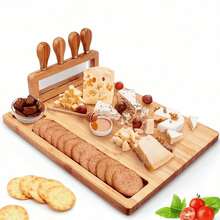(Set Includes Premium) Wooden Cheese Board Set, Christmas Bamboo Cheese Board With Knife - Practical Serving Tray For Holiday Parties, Gatherings, Charcuterie Boards. Bamboo Cheese Cutting Board Set, Best Kitchen Companion, Essential Household Kitchenware - Multicolor - View 6