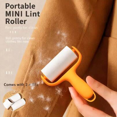 1 Set Refillable Mini Lint Roller Kit, Suitable For Home, Travel, Pet Hair, Clothes, Sofa Cleaning, Practical Gift For New Year, Valentine's Day, Mother's Day, Father's Day, Summer, Back To School