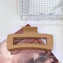Jumbo Matte Rectangle Hair Claw Clip For Women Large Square Hair Jaw Clip For Thick Hair Non Slip Matte Finish Hair Accessories Strong Hold Hair Clamp For Girls Aesthetic Minimalist Neutral Colors Hair Grip For Daily Wear Shower Makeup Yoga Face Washing  Chic French Style Hair Ornament Lightweight Durable Material Hair Fastener Traceless Hair Accessory For Long Thin Curly Hair Comfortable Elegant Gift For Her Pretty Fashion Hair Piece High Quality Soft Touch Frosted Hair Claw Versatile Hair Styling Tool Sophisticated Look Beautiful Solid Color Hair Fastener Reliable Grip No Slip Design Premium Quality Large Hair Clip For Various Occasions Stylish Hair Accessory For Modern Women Essential Hair Styling Must Have Cute Geometric Shape Hair Piece Fine Workmanship Smooth Edges Gentle On Hair Fashionable Hair Decoration High Tension Spring For Secure Hold Everyday Wear Style Item Luxury Feel Clip - Matte Dark Brown - 13cm - View 6