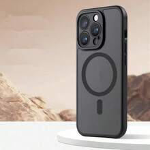 磁吸式奢华磨砂无线充电防震手机壳，兼容苹果 17/16/15/14/13/12/11 Pro Max、三星 Galaxy S21/22/23/24/25 Plus/25 Ultra，带半透明盔甲保护 - 黑色 - 查看 2