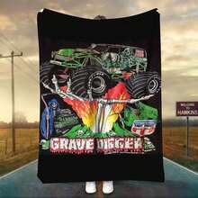 1PC 3D Monster Jam Monster Truck Cartoon Blanket, Edgy Gift For Motorsports Fans, Themed Man Cave Decor, Retro Sci-Fi Party Accent & Race Day Souvenir,Soft Throw Blanket For Home Bedroom Bed Sofa Picnic Travel Office Cover Blanket, Multiple Sizes 50x60 To 60x80 Inches - Nhiều màu 8 - Xem 11