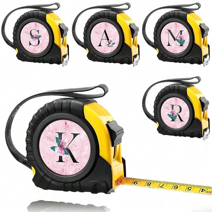 Retractable Tape Measure Steel Construction Tape Measure With Lanyard High Precision 2 In 1 Rangefinder Digital Distance Meter Wear-Resistant Self-Locking Tapeline For Household Industrial Designer Initial Name 26 Letters Pattern - Multicolor - View 1