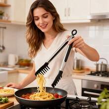10-Inch Odorless Heat-Resistant Fruit & Vegetable Salad Tongs, Pasta Tongs, Food Clips, Salad Tongs, Spaghetti Strainer Tongs - View 3