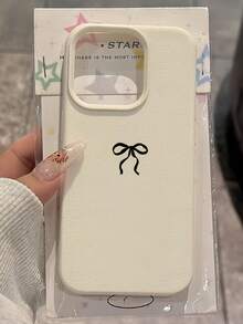 蝴蝶结单件装白色哑光纹理极简黑色镂空蝴蝶结手机壳，兼容 16 Pro Max、17/16/15/14 Plus、13/12/11、Air 系列 - 彩色 - 查看 2