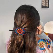 Mandala Pattern Diamond Painting Handmade Art Hair Accessory Retro U-Shaped Hair Stick Updo Ornament - Sets - View 5