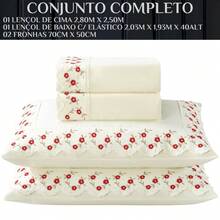 Jogo De Cama Elise King 100%algodao 300 Fios Super Macio - Vermelho - Visão 6