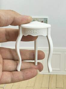 Miniature Corner Table, Miniature Diorama Furniture Model, Triangular Simulated Side Cabinet, Non-Wooden, Plastic Model House Decor, Suitable For 1:12 And 1:6 Mini House Decoration, Micro Scene Photography Prop, Room Decor - 3. Side Table - View 6