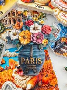 1个世界著名地标3D冰箱贴，包括西西里岛橙海岸、阿姆斯特丹柯基犬麦田、巴黎埃菲尔铁塔花束，尺寸精准，高清印刷，适用于冰箱、办公室白板等多种场景，是理想的旅行纪念品，色彩缤纷的设计也适合家居装饰，是圣诞节、生日礼物的理想之选。 - 巴黎鐵塔花束 - 查看 7