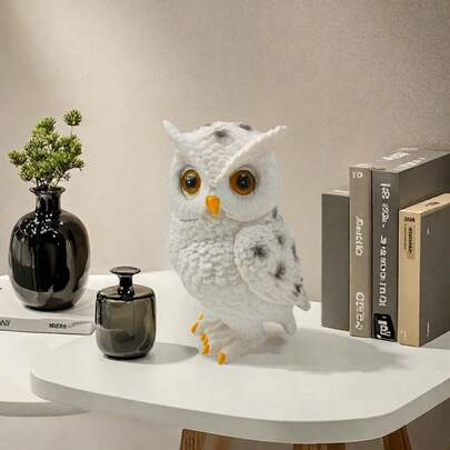 1pc Nordic Minimalist White Owl Resin Figurine, Hand-Painted Crafted Wild Animal Decor, Desktop Ornament, Suitable For Home Decor, Office Decoration, Nature-Themed Spaces, Collectible Bird Lover Gift
