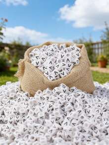 100/1000 件/包白色背景黑色字母珠，6 毫米亚克力方形英文字母珠，DIY 珠宝制作用品，装饰配件 | 溢出珠子 | 用于珠宝制作的耐用珠子材料 - 白色 - 查看 32