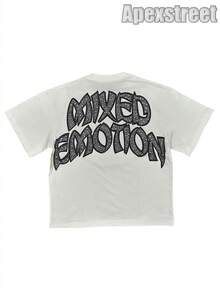 Mixed Emotion Tee,100% Cotton Printed T-Shirt,Stylish Design, Men's Graphic T-Shirt, Minimalist Design, Vintage Casual Style, Hip-Hop Style. Suitable For Outdoor Leisure Activities, Family Gatherings, And Dinners With Friends. - 白色 - 查看 4
