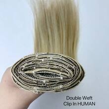 8 piezas de extensiones de cabello real con clip, color marrón con reflejos rubios claros (P8/613) para uso diario de las mujeres, fácil de usar - S8/613 - Ver 9