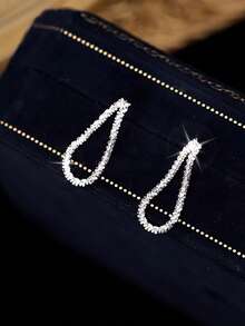 1 Pair S925 Sterling Silver Minimalist Starry Sky Stud Earrings, Elegant Unique Design Earrings For Women, Luxury Everyday Wear Versatile Exquisite Jewelry Gift - Geometry - View 5