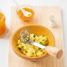 1 pieza Prensador de patatas de acero inoxidable de doble capa premium, prensador de patatas profesional, herramienta de cocina para hacer puré de patatas, plátanos, aguacates, calabazas - Plateado - Ver 9