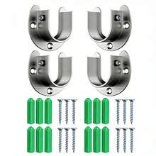 4pcs/Set Heavy Duty Stainless Steel Closet Rod - Strong Support For Closet Rods And Curtains - Includes Screws - A - View 8