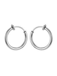 1雙朋克風格中性隱形夾在耳釘沒有穿孔,彈簧夾螺絲假耳夾 - 銀色 - 查看 11