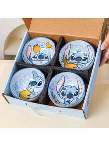 Disney 迪士尼史迪奇陶瓷饭碗卡通餐具套装，高品质礼盒包装，汤碗家用餐具套装 - 彩色 - 查看 6