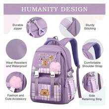 Capybara Cute Anti-Tumbling Backpack School Backpack Teen Backpack Laptop Backpack With Pom Pom Backpack Travel Backpack Casual, Back To School Gift Cute Cartoon Backpack - Lightweight With Adjustable Straps -Student Backpack Backpack School Bag,Back To School Supplies School Essentials Stationery Supplies Backpack - Multicolor - View 4