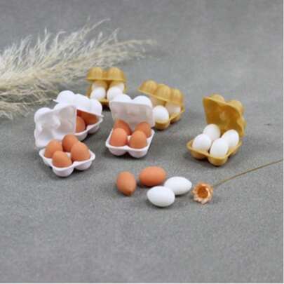 1:12 比例迷你娃娃屋鸡蛋托盘套装模型 - 逼真的厨房场景，包含 4 个鸡蛋、1 个鸡蛋托盘，是娃娃屋爱好者的完美之选，娃娃屋配件 | 逼真迷你 | 精致迷你，娃娃屋微缩家具食物玩具装饰，娃娃屋家具