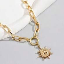 1 pièce Collier pendentif soleil vintage à la mode - Or jaune - Voir 3
