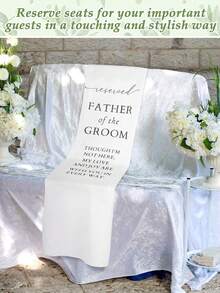 1pc Groom Father Wedding Memorial Reserved Seat Card, Solemn Tribute To Parents In Heaven, Wedding Celebration Linen Memorial Plaque, Memorial Gift, Memorial Seat - Multicolor - View 2