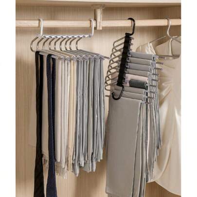 Basic Pants Racks Suitable For Home And Dormitories, Multi-Functional Wardrobe Pants Racks, Foldable Multi-Layer Pants Racks, Seamless Pants Hangers As Storage Tools For Daily Use, Home Magic Seamless Pants Clips For Wardrobe Storage, Multi-Functional Stainless Steel Pants Racks With Anti-Slip Design, And Seamless Pants Racks For Home Use