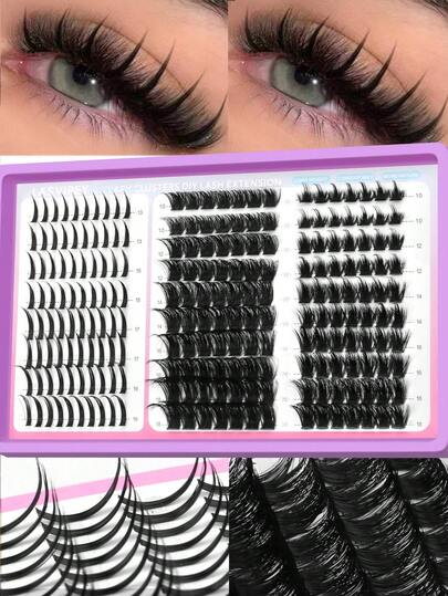Lasvirey 3 Style Curl Fluffy Lash Clusters Extended Outer Cat Eye Lashes Corner Wispy Soft Clusters Lashes Fluffy Criss-Cross Individual Lashes 13-19mm DIY Eyelash Extensions For Cuticle Multiple Choices False Eyelashes