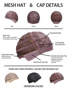 28 Inch Long Black Wavy Wig For Women - Curtain Bangs, Heat-Resistant Synthetic, Adjustable Fit - Black Brown - View 7