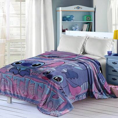 Disney Cartoon Character Printed Flannel Blanket - Soft & Comfortable, Suitable For Outdoor, Travel, Camping, Sofa, Bedding - Modern Cute Cartoon Minimalist Print, Comfortable Bedding Accessory For All Seasons, Versatile