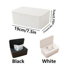 Refillable Wet Wipes/Tissue Box With Flip-Top Lid, Sealed Container To Keep Wipes Fresh, Wet Wipes Box (Black And White), Suitable For Bedside, Desk, Dining Table, Office Desk, Etc. - Multicolor - View 5