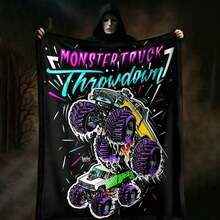 1PC 3D Monster Jam Monster Truck Cartoon Blanket, Edgy Gift For Motorsports Fans, Themed Man Cave Decor, Retro Sci-Fi Party Accent & Race Day Souvenir,Soft Throw Blanket For Home Bedroom Bed Sofa Picnic Travel Office Cover Blanket, Multiple Sizes 50x60 To 60x80 Inches - Nhiều màu 38 - Xem 5