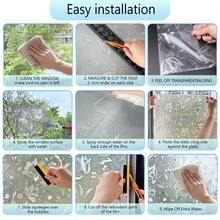 SHAWULA Static Cling 3D Stained Glass Window Film, Rainbow Tulip Privacy Sun Blocking Anti-UV Heat Control Reusable For Home Office 17.7x80 Inch - Champagne - View 9