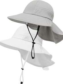 Binomata 2顶幼儿及儿童卡通印花渔夫帽，可调节宽檐沙滩遮阳帽，防紫外线，适合0-6岁儿童 - 彩色 - 查看 24