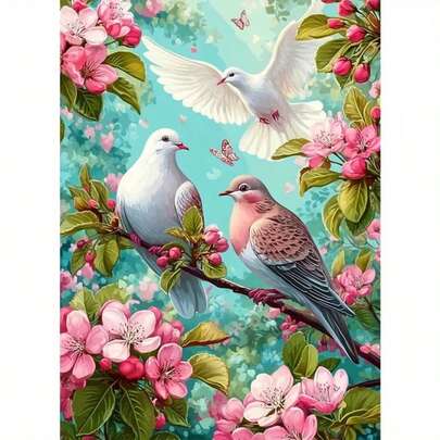 1pc [30*40cm/11.8*15.7in]5D Acrylic Diamond Painting Kit, Dove Pattern, Suitable For Adult Beginners DIY Mosaic Diamond Art, Full Drill Handmade DIY Diamond Painting, Suitable For Living Room, Bedroom, Office Wall Decor Hanging Painting, Surprise Art Home Decor Gift For Family And Friends, Frameless