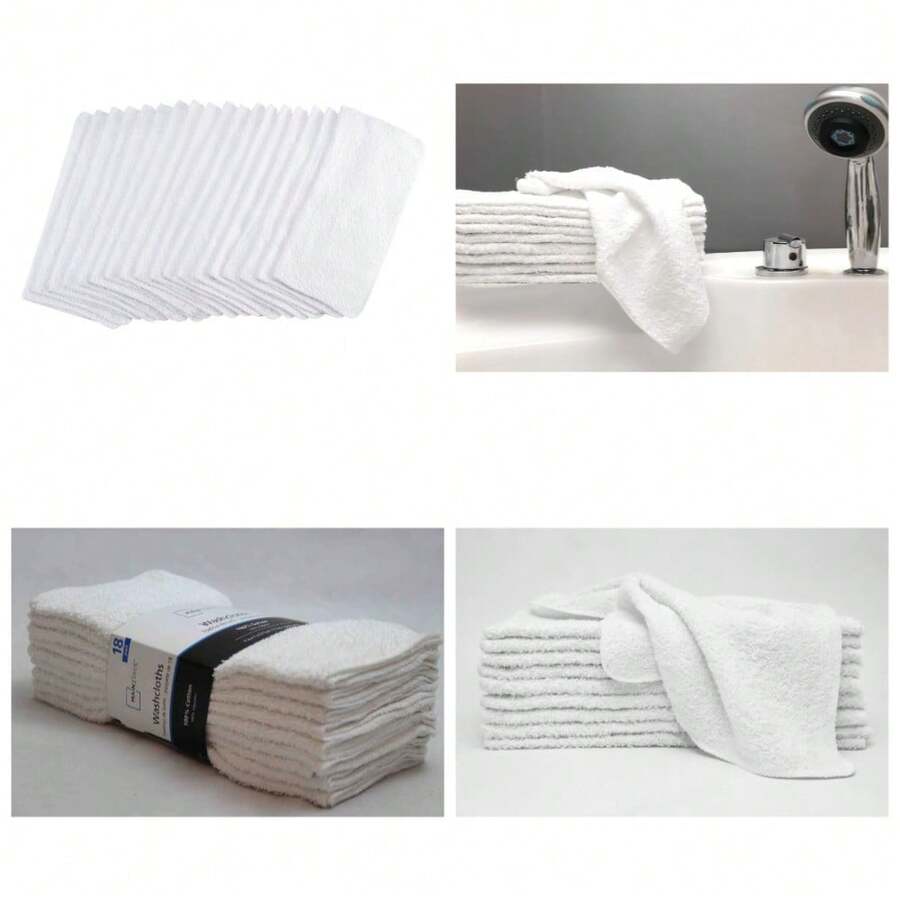 White 18-Pack Washcloths Bulk Set For Bath Spa And Face - 1 - View 1