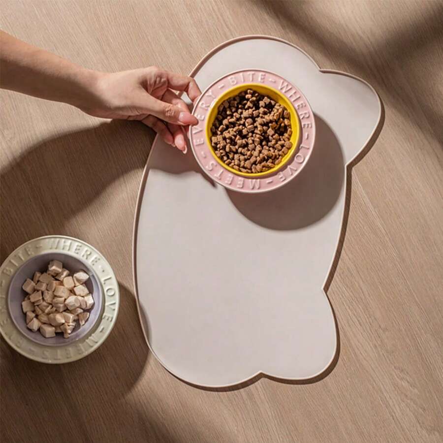 shuo ni mao yi 硅胶宠物喂食垫，猫狗粮碗垫，采用硅胶材质，猫头设计，非常适合宠物使用。 - 彩色 - 查看 1