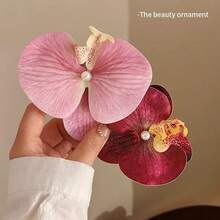 2个/4个/8个 花卉印花波西米亚风亚克力兰花发夹，春季新品系列 - 玫紅色 - 查看 8